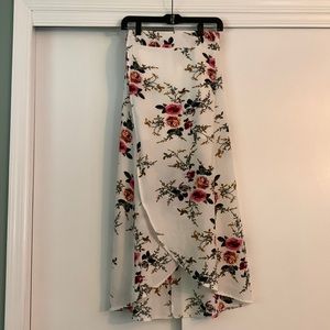 White floral wrap skirt